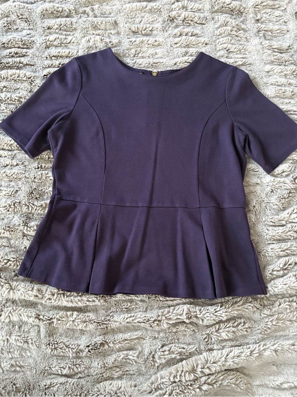 Talbots Short Sleeve Peplum Blouse in Navy